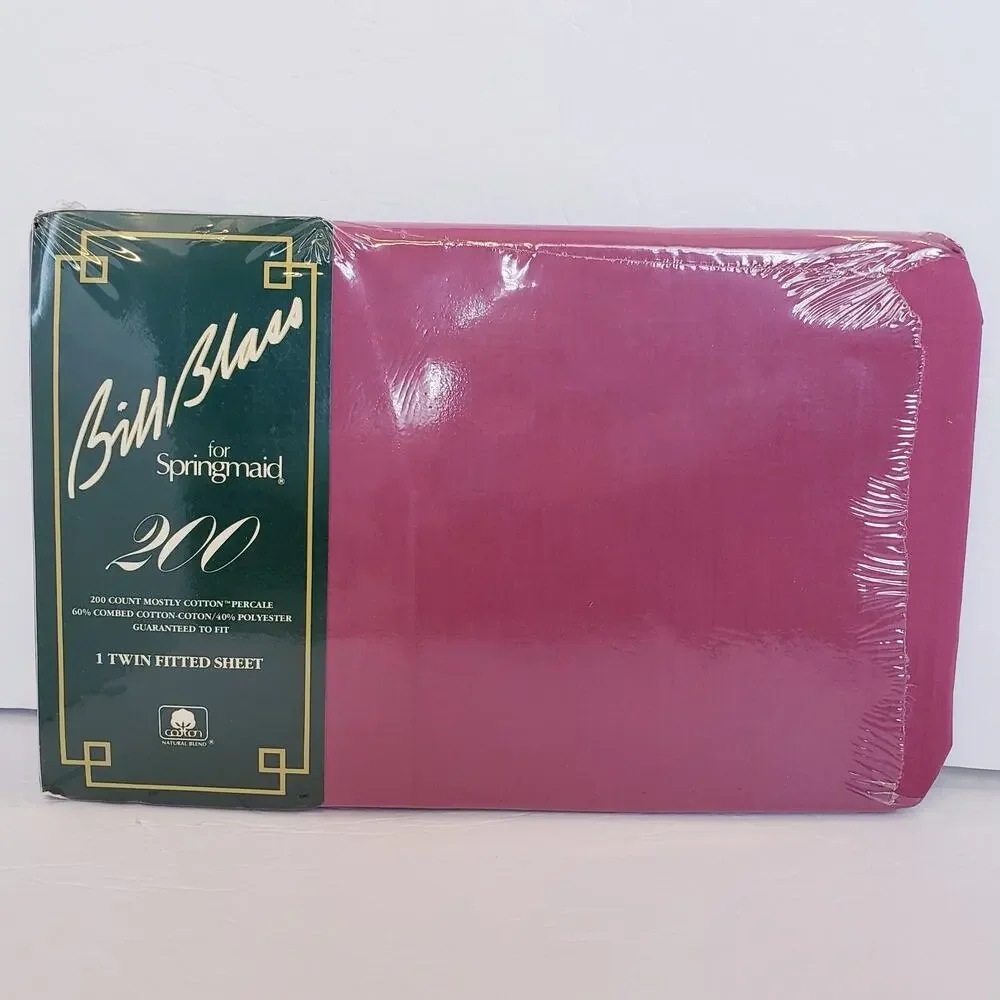 VTG NEW Bill Blass‎ for Springmaid Twin Fitted Sheet 200 Thread Claret Percale
